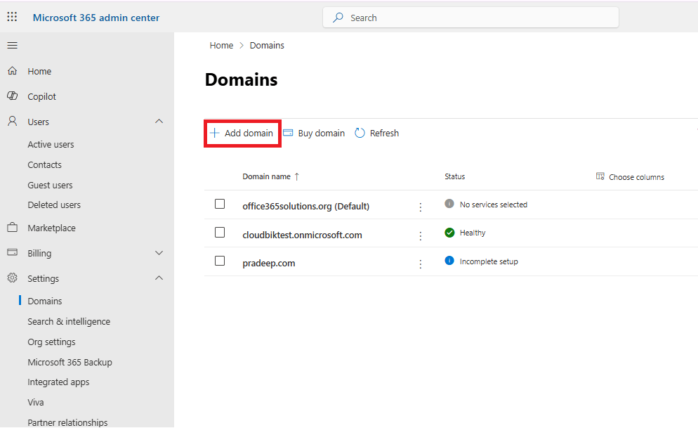 Add Domain Tab