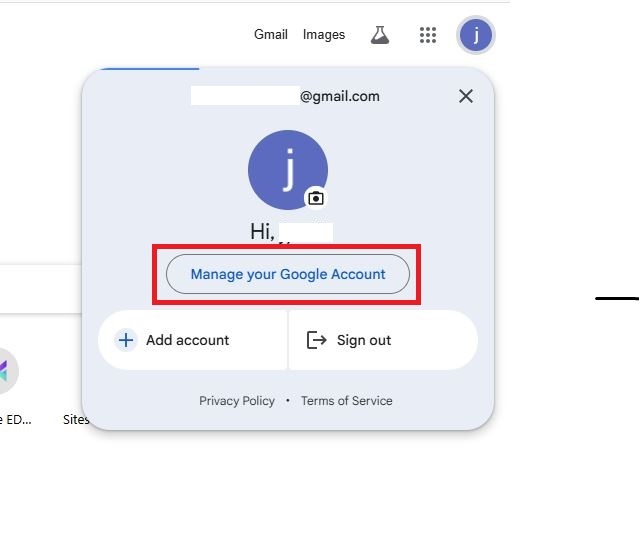 Click on Manage your Google Account