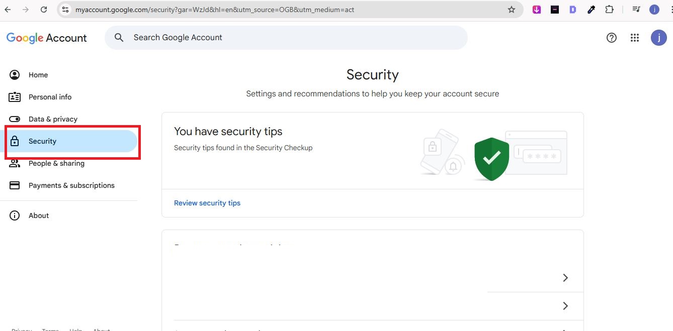 click on security tab